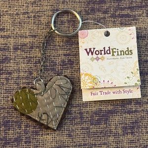 Brown and Green Heart Keychain